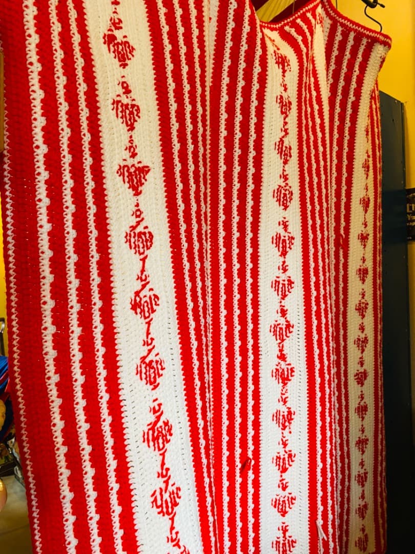 【USA vintage】グラニーブランケット　ハート柄