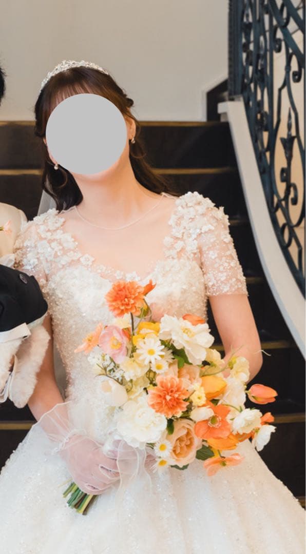 【美品】オレンジホワイト造花ブーケ