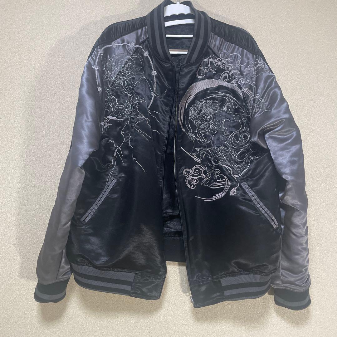 Herohero　絡繰魂　カラクリダマシイ　風神雷神　刺繍スカジャン