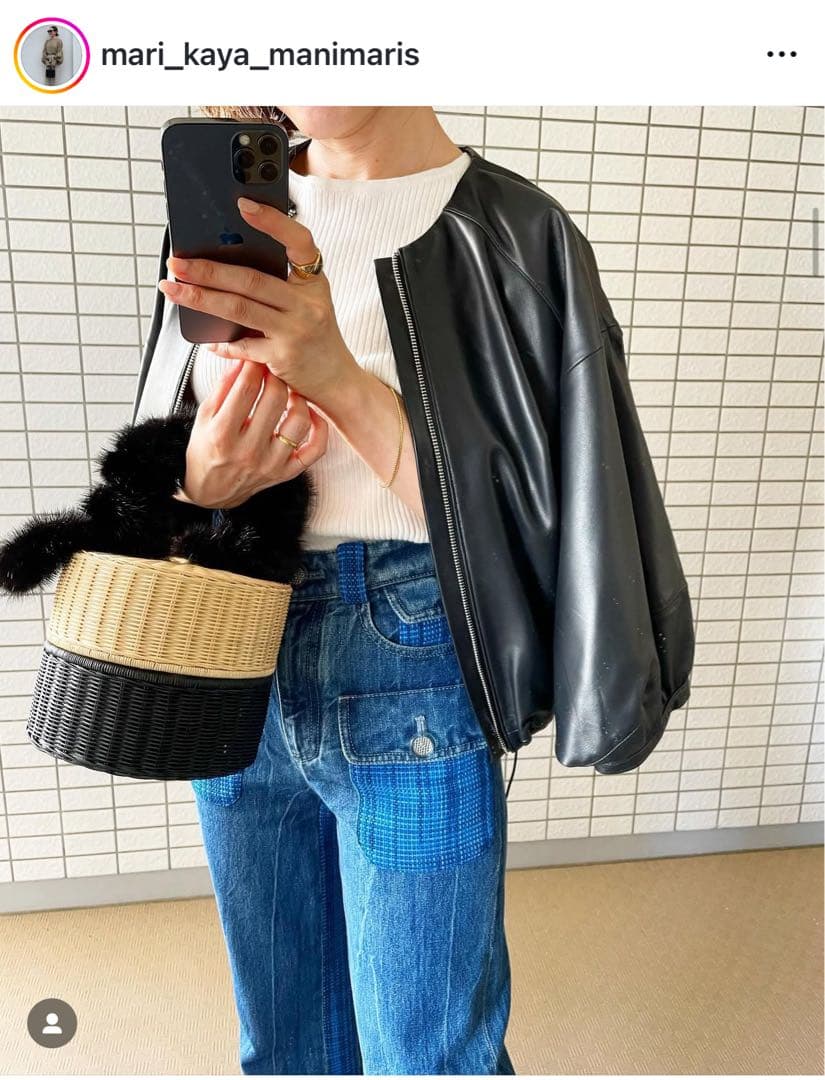 【美品】ラムレザー パフスリーブジャケット