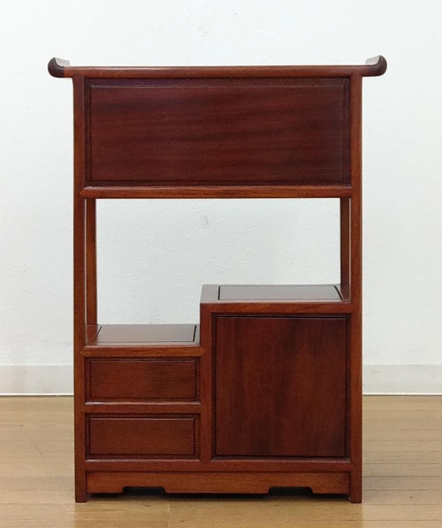 木製 唐木 花梨無垢 違い棚 飾り棚 茶棚 煎茶棚 茶箪笥 収納棚 キャビネット