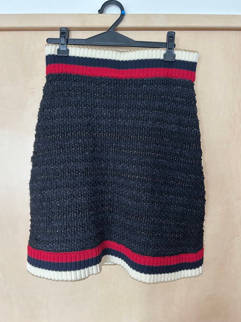 【美品】GUCCI 膝丈ニットスカート　ツイード