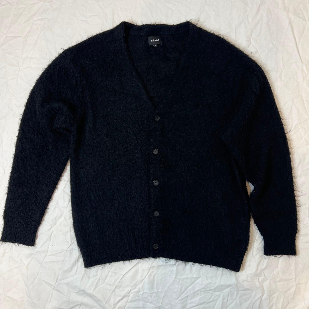 ビームス　モヘア　カーディガン　ブラック　BEAMS シャギーカーディガン M