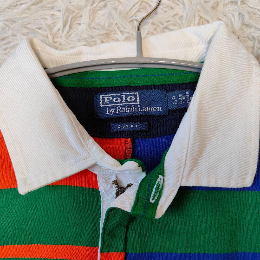 未使用級 XL　ポロラルフローレン　ラグビー ジャージ　特大　マルチボーダー