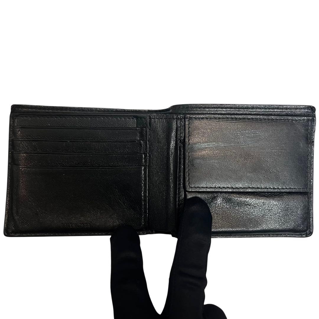 希少✨バレンシアガ 二つ折り財布 エブリデイ レザー ロゴ プリント ブラック