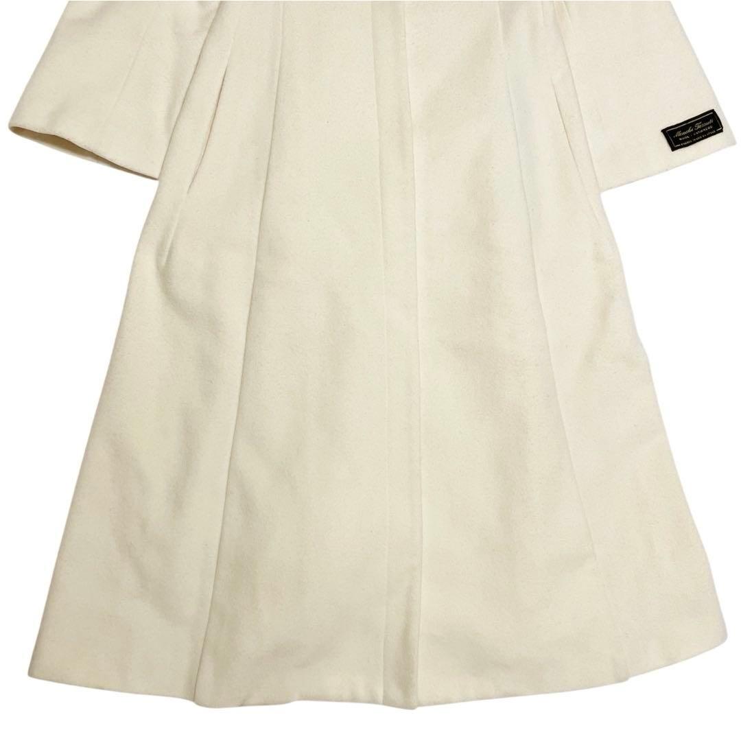 美品✨高級　セルフォード　クルーネックフレアコート　カシミヤ　ロング　アイボリー