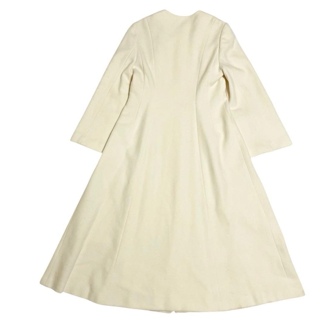 美品✨高級　セルフォード　クルーネックフレアコート　カシミヤ　ロング　アイボリー