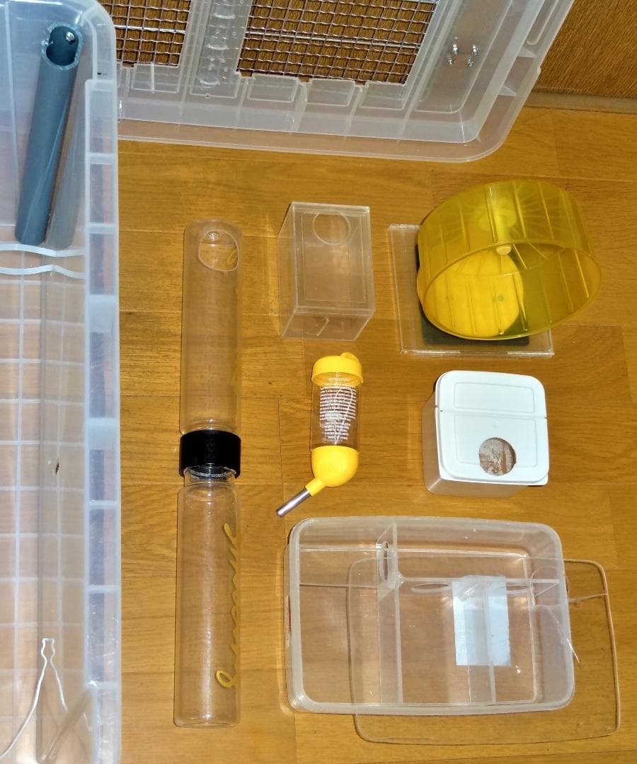 ハムスター 飼育ケージ 飼育セットケース  前開き 透明 天板開閉 地下型の巣箱