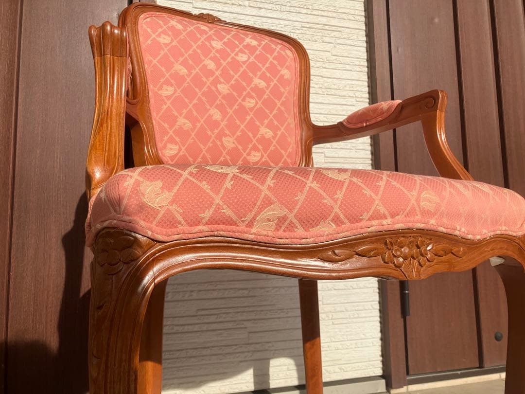 ◉アンティーク調 木製 肘付きチェア アームチェア クラシック 洋風　1脚