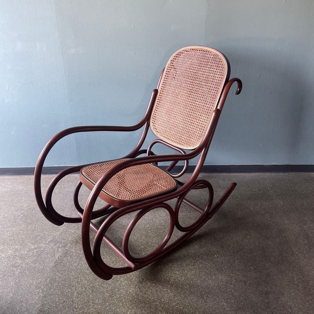 秋田木工　ロッキングチェア　籐　ラタン　曲げ木