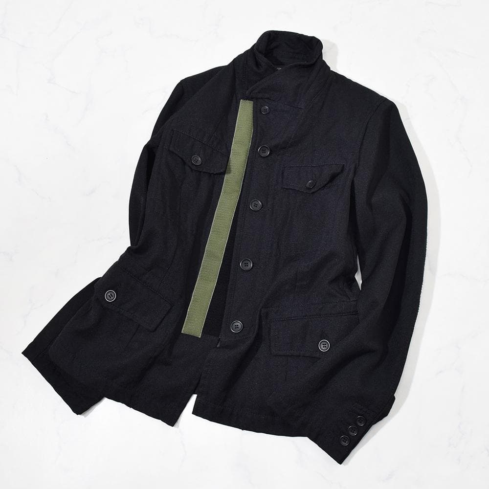 archive ブラックコムデギャルソン ポリ縮絨 ベルクロ ジャケット M 黒