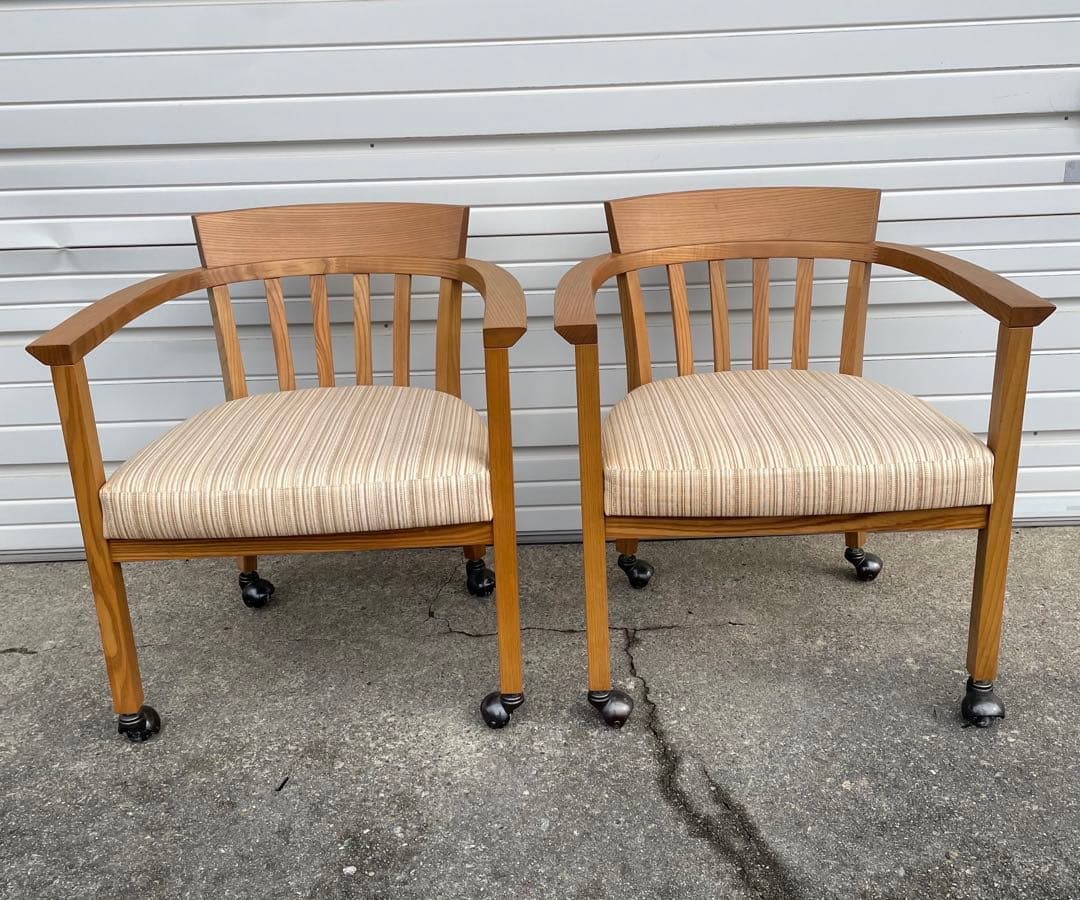 稀少/カリモク家具/ダイニングチェア/アームチェア/椅子/キャスター付き/②