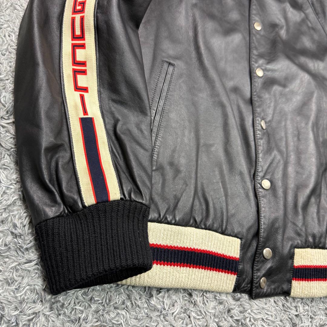 グッチ スタジャン レザージャケット ハリウッド ブルゾン メンズ 54 黒