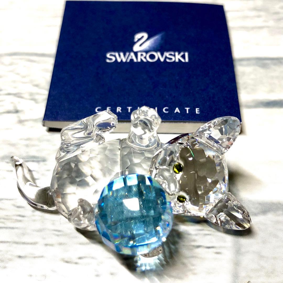 希少 廃盤 スワロフスキー SWAROVSKI ねこ ネコ 猫 ブルー ボール