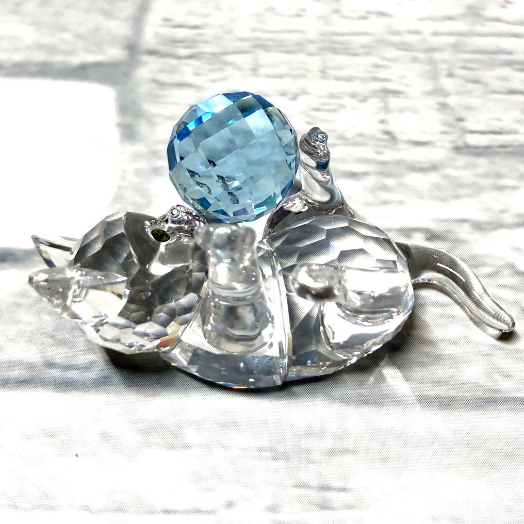 希少 廃盤 スワロフスキー SWAROVSKI ねこ ネコ 猫 ブルー ボール