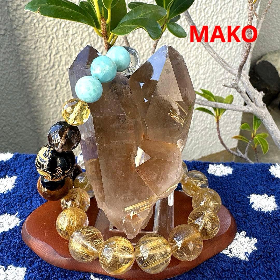 M1819☆ゴールドルチルクォーツクラスター219g☆天然石　原石☆N41010