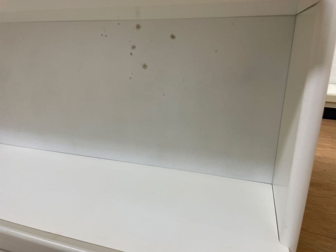 両面棚　物品棚　陳列棚　ショーケース　薬局　白　木製什器　コンビニ　キャビネット