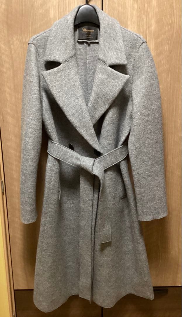 美品　23区Moessmer MILLEDJERSEYロングウールコート　グレー