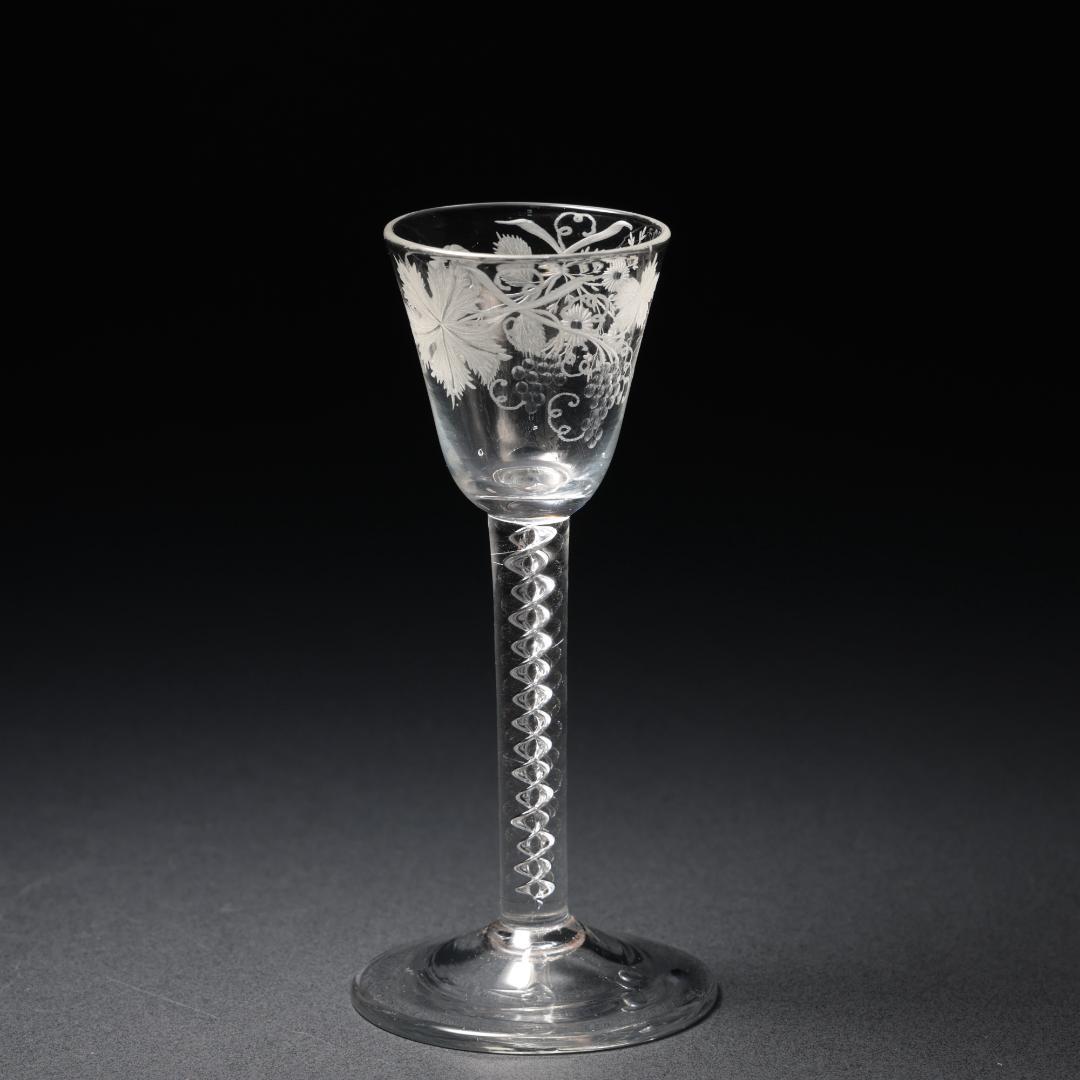 アンティークグラス　ジャコバイト　葡萄と蜂　ツイストステムR1542ダI