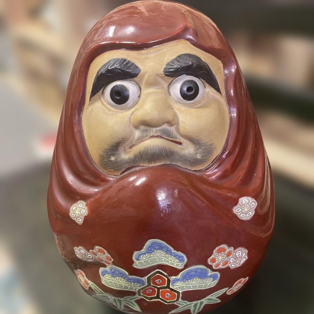 昭和37年製九谷焼ダルマ　赤絵付け 記念品　レアなダルマ