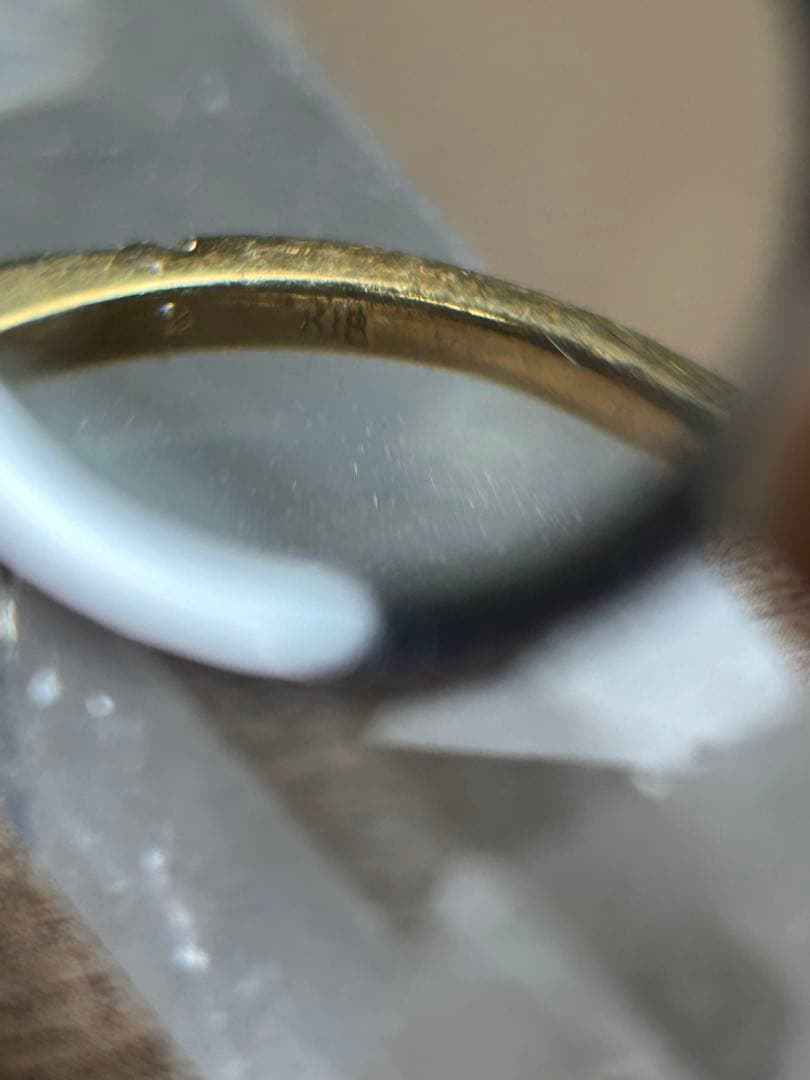 K18YG レリーフ　リング　メレダイヤ合計0.05ct 9号