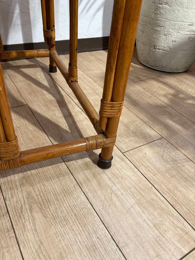 ラタン製　ドレッサー　机　椅子セット　昭和レトロ　ビンテージ