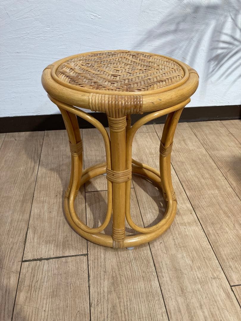 ラタン製　ドレッサー　机　椅子セット　昭和レトロ　ビンテージ