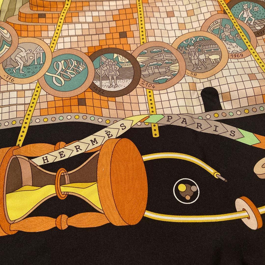 エルメススカーフカレ90【時の実験室】ピエール.マリの人気デザイン