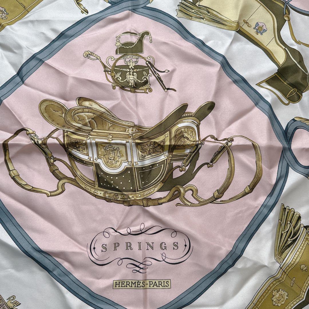 HERMES エルメス スカーフ カレ90 シルク SPRINGS ピンク
