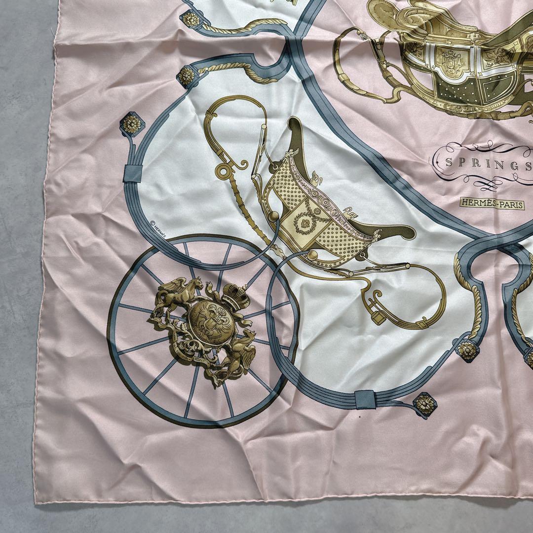 HERMES エルメス スカーフ カレ90 シルク SPRINGS ピンク
