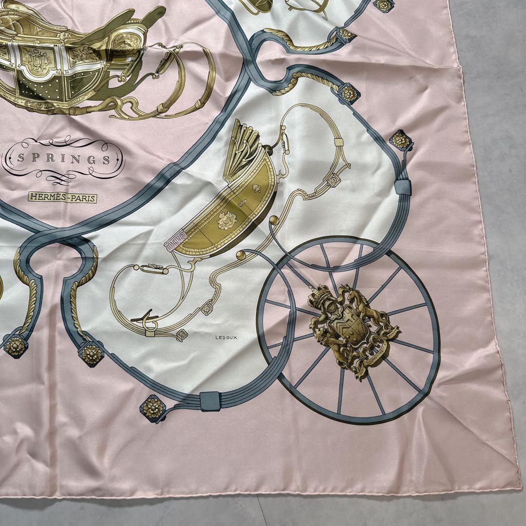 HERMES エルメス スカーフ カレ90 シルク SPRINGS ピンク