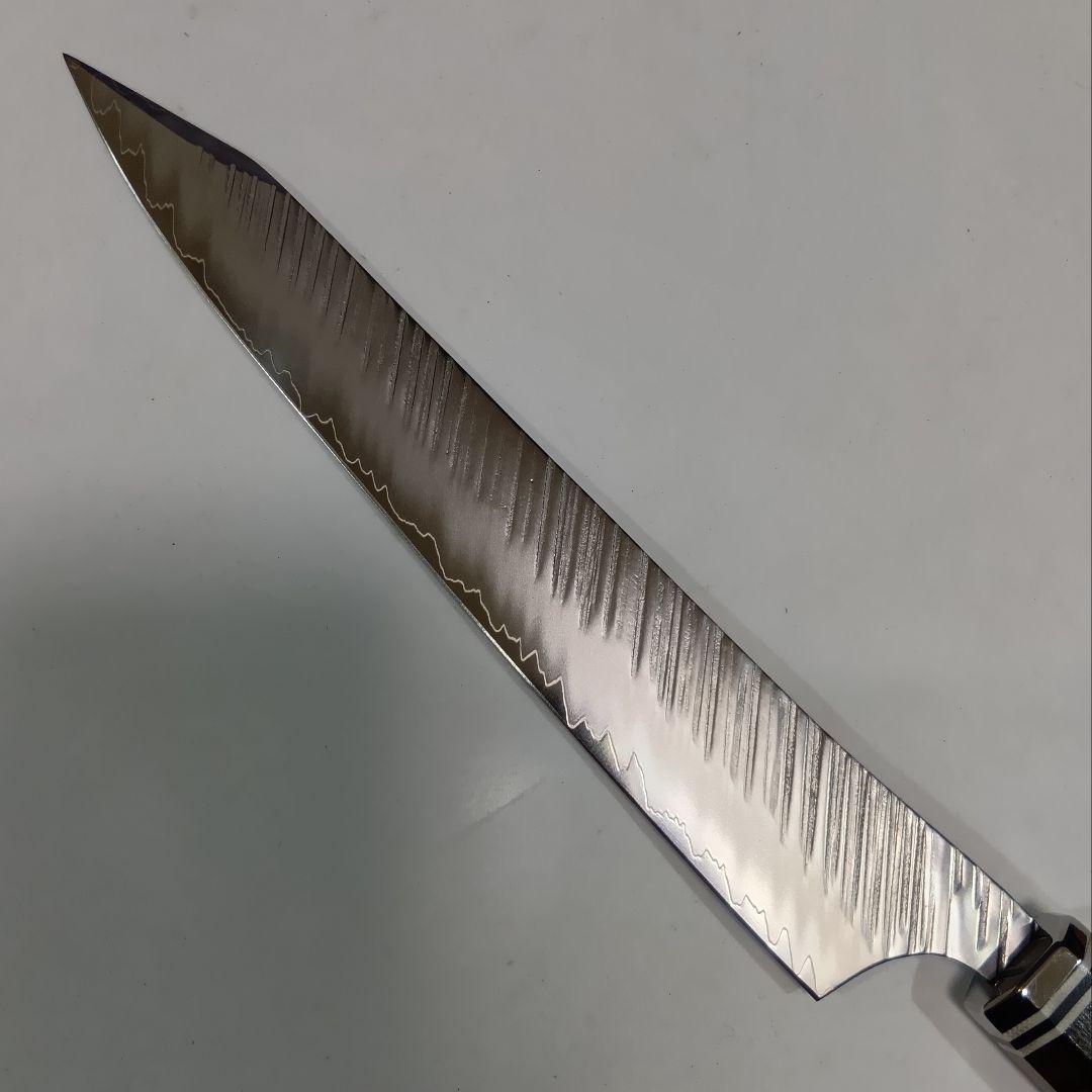 鬼反り切付型 V金10号 9層ダマスカス鋼 筋引 包丁 22cm 黒檀八角柄