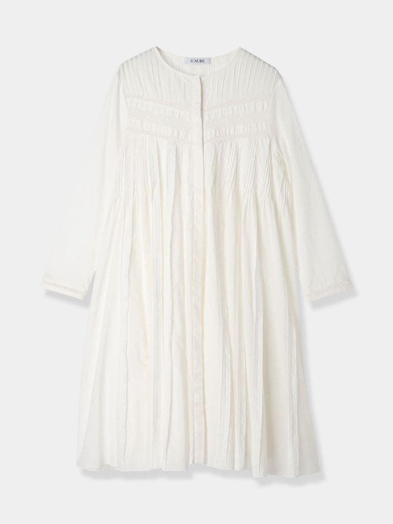 Laubeblanc Pin-tuck Lace Mini Dress　ホワイト