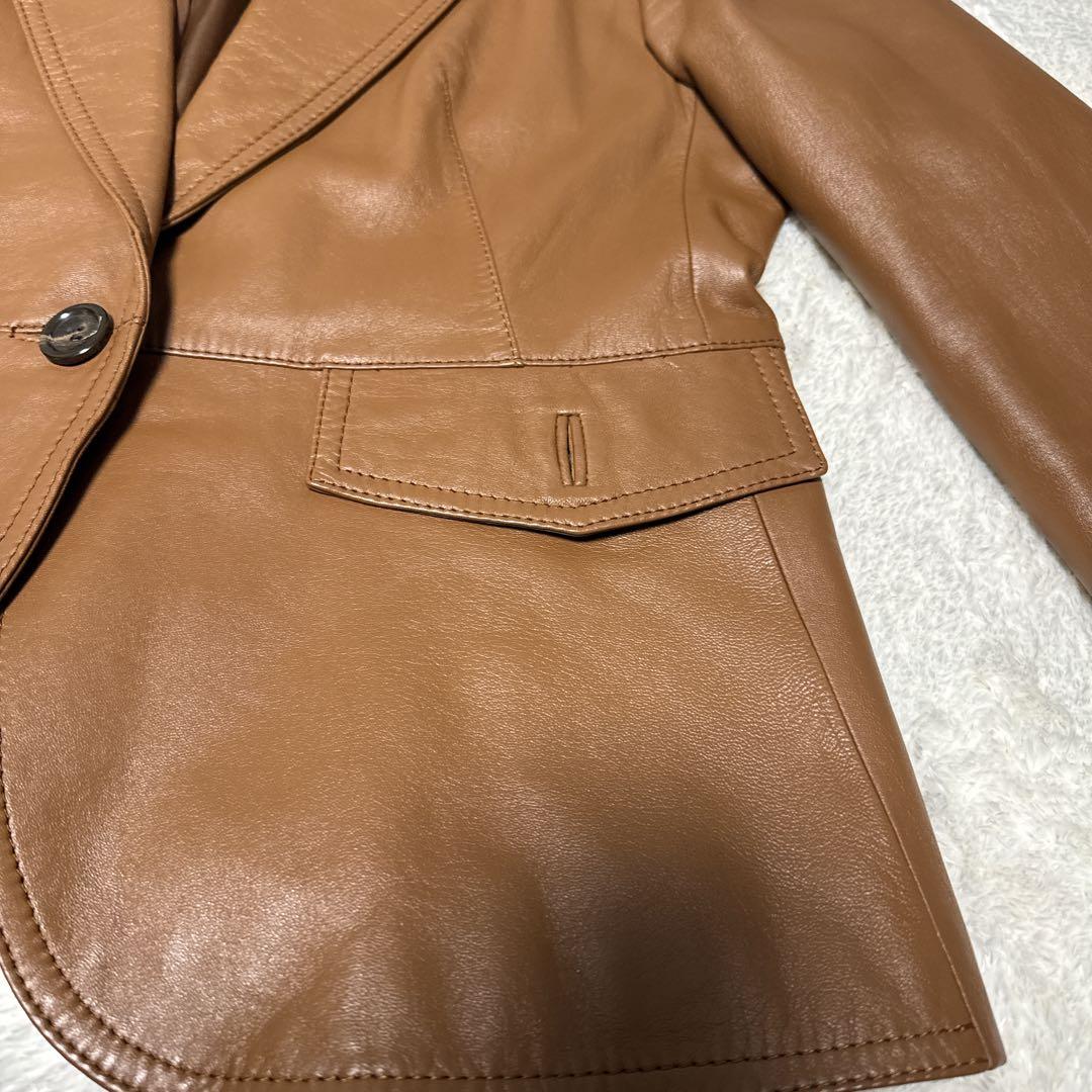 【大きいサイズ】23区 ラムレザージャケット キャメル オンワード樫山サイズ46