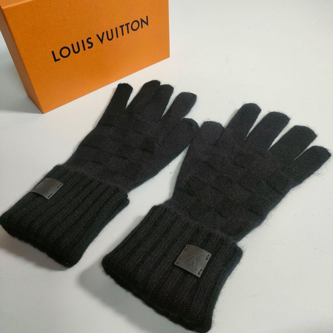 ルイヴィトン ダミエ ゴンヘルシンキ M72682 手袋 カシミヤ100％ 黒