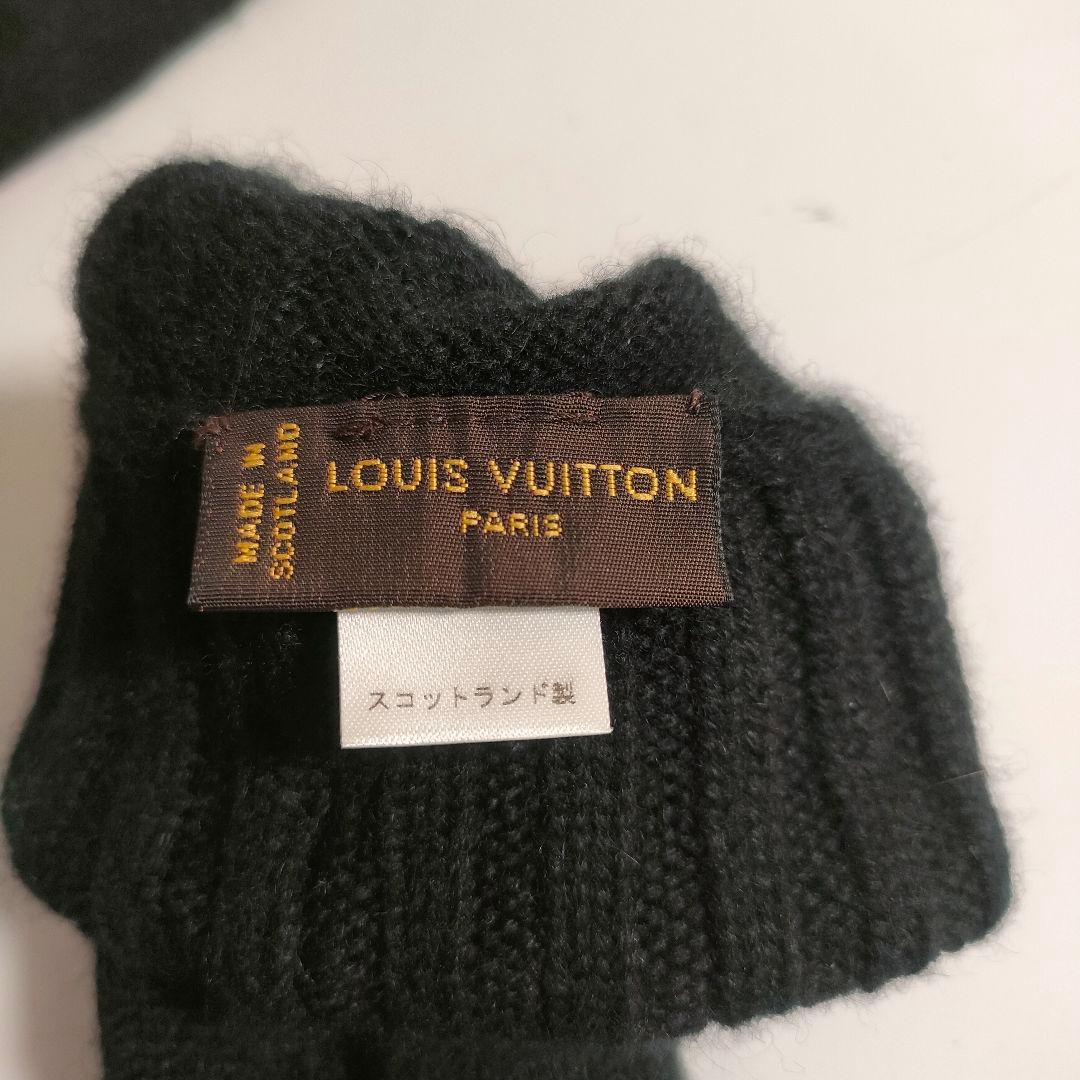 ルイヴィトン ダミエ ゴンヘルシンキ M72682 手袋 カシミヤ100％ 黒