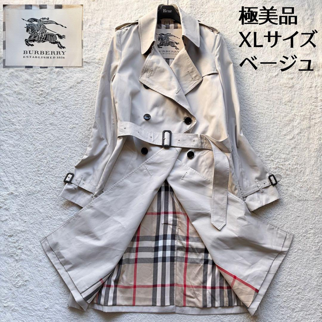【極美品】バーバリー トレンチコート メガノバチェック ベージュ XL 現行品