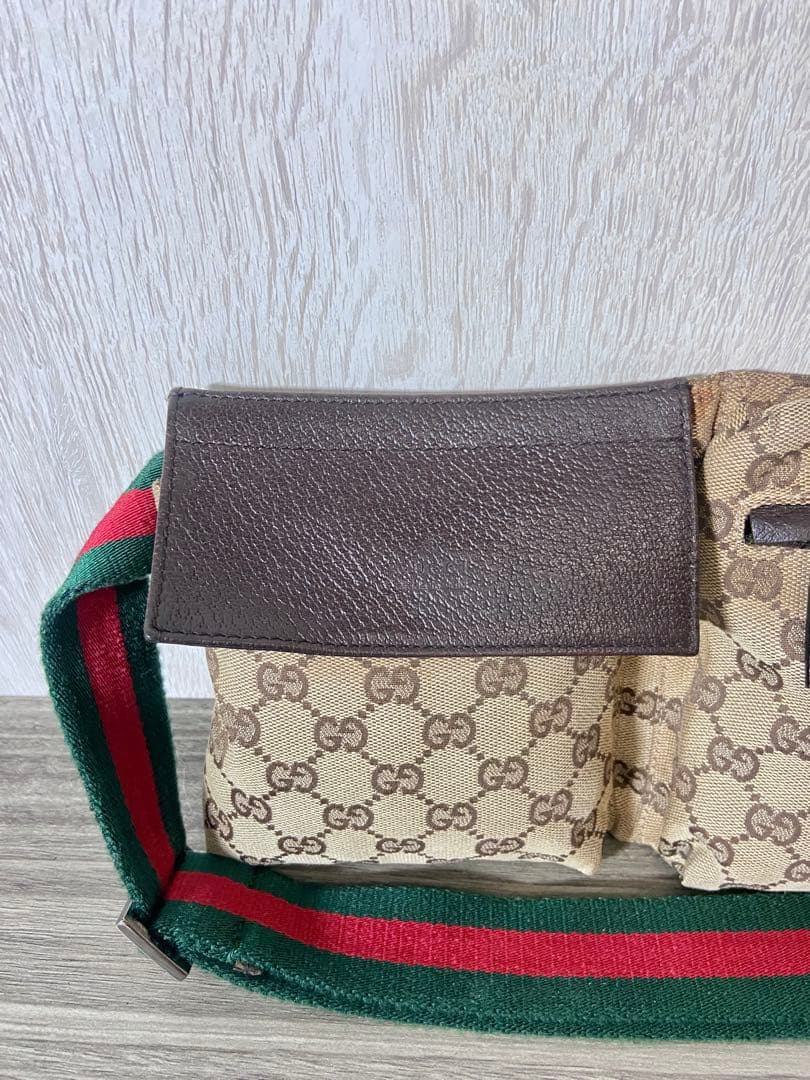 GUCCI ボディバッグ　ウエストポーチ　シェリーライン　GG柄　キャンバス