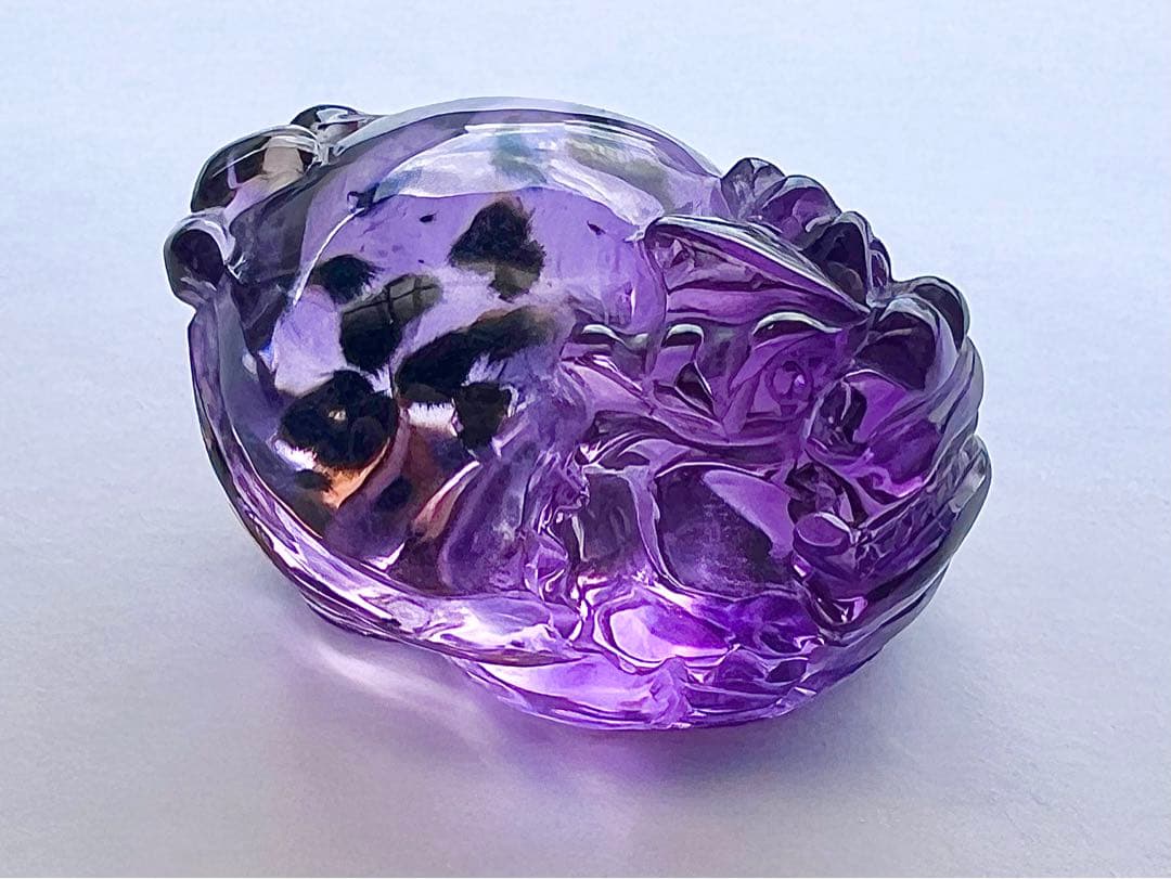 超貴重 ロマネサイトインINアメジスト　龍亀 彫刻天然石置物　開運　風水