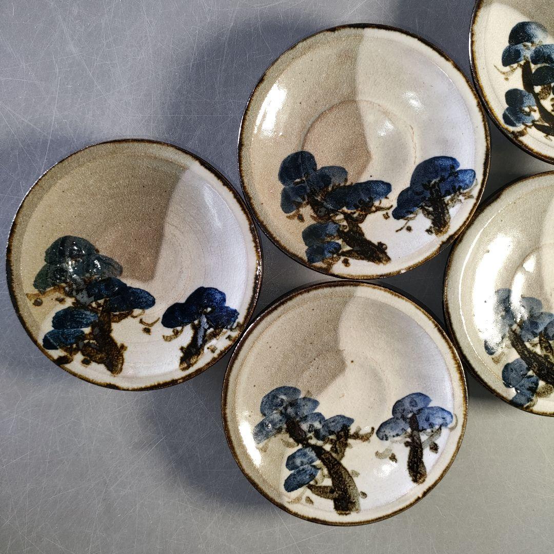 A1276-8/京焼・清水焼/清水六兵衛/相生皿6客/共箱/向付/飾皿/懐石道具