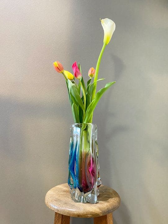 アンティーク ビンテージ 虹色 花瓶 パイレックス フラワーベース 希少 美品