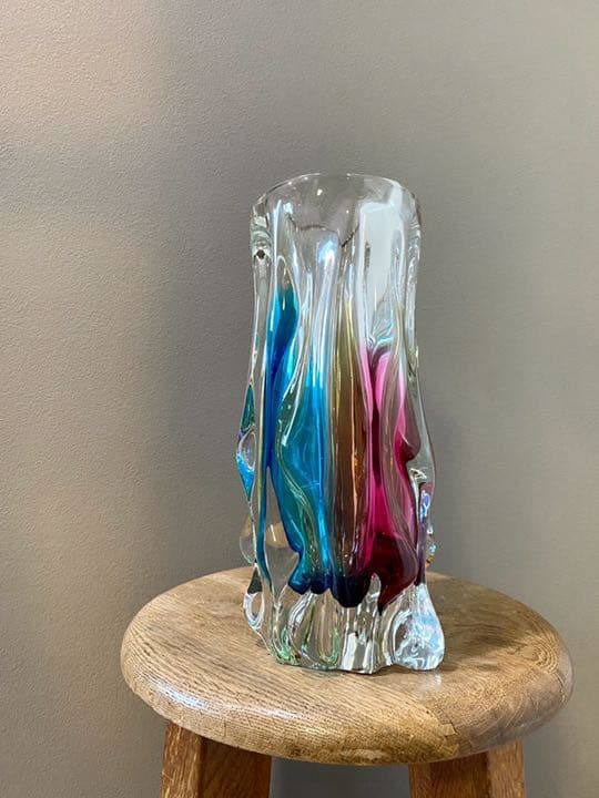 アンティーク ビンテージ 虹色 花瓶 パイレックス フラワーベース 希少 美品