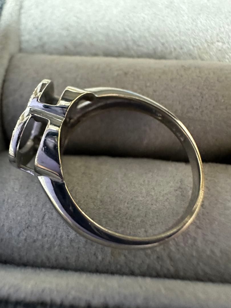 ハート型k18WGホワイトゴールドリング0.1ct 約4.3g