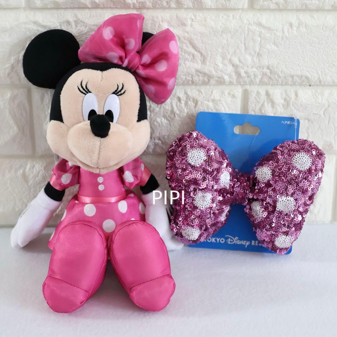 ディズニー　ミニー　キーホルダー　ヘアゴム　セット　ピンク