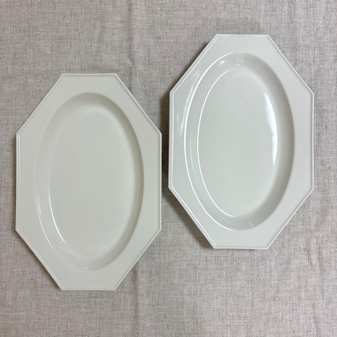 新品未使用 石川隆児 Oval Octagonal plate ホワイト 2枚