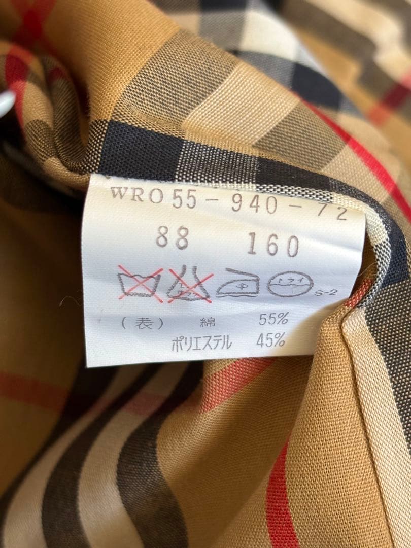 極美品Burberrysウールライナー付バーバリー160M-Lステンカラーコート