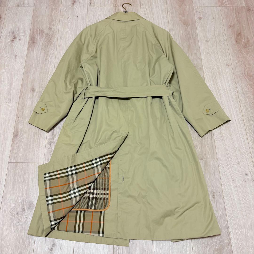 【ベルト付き】バーバリー　ステンカラーコート　ノバチェック　ベージュ　M相当