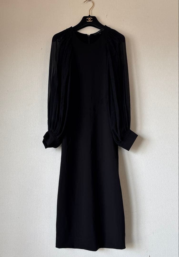 グッチ　ＧＵＣＣＩ　ブラック　シフォンスリーブワンピース