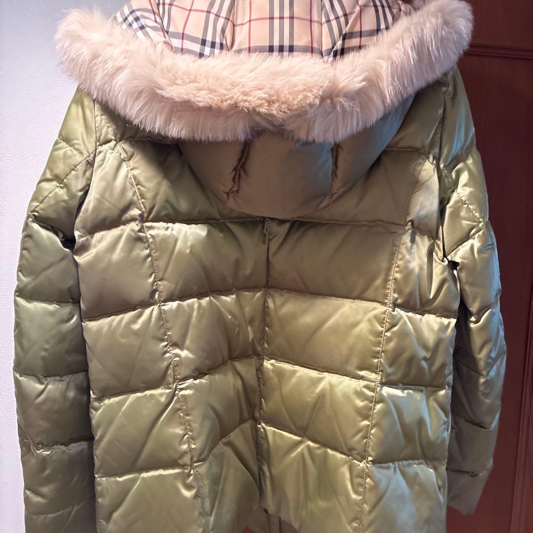 バーバリーロンドン　ダウンコート　46 カーキ　ゴールド　フォックスファー