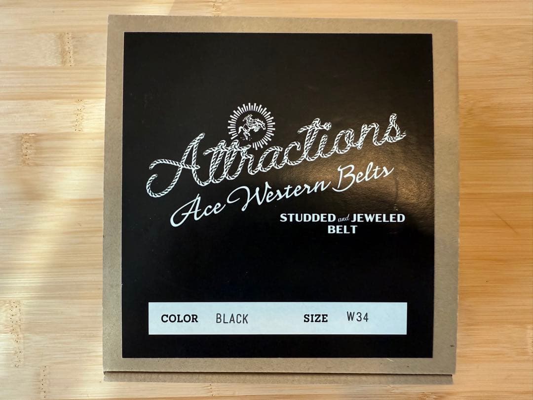 ⭐️新品未使用⭐️アトラクションズ×エースウエスタンベルト⭐️ブラックレザー⭐️34